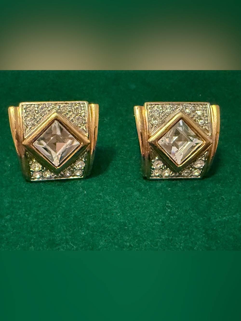 Gold-Tone Crystal Clip On Earrings - Clear Crystal Accent